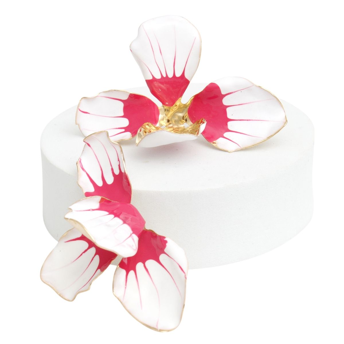 Studs White Tropical Flower Petal Enamel Earrings