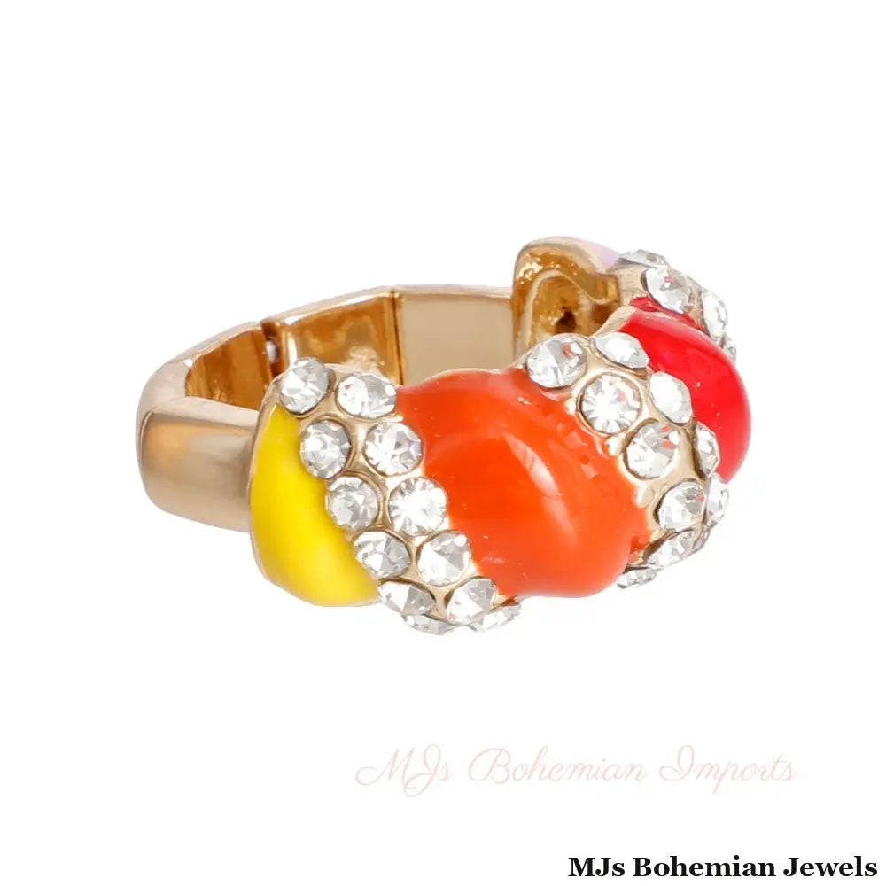 Multi Color and Gold Twisted Cocktail Ring