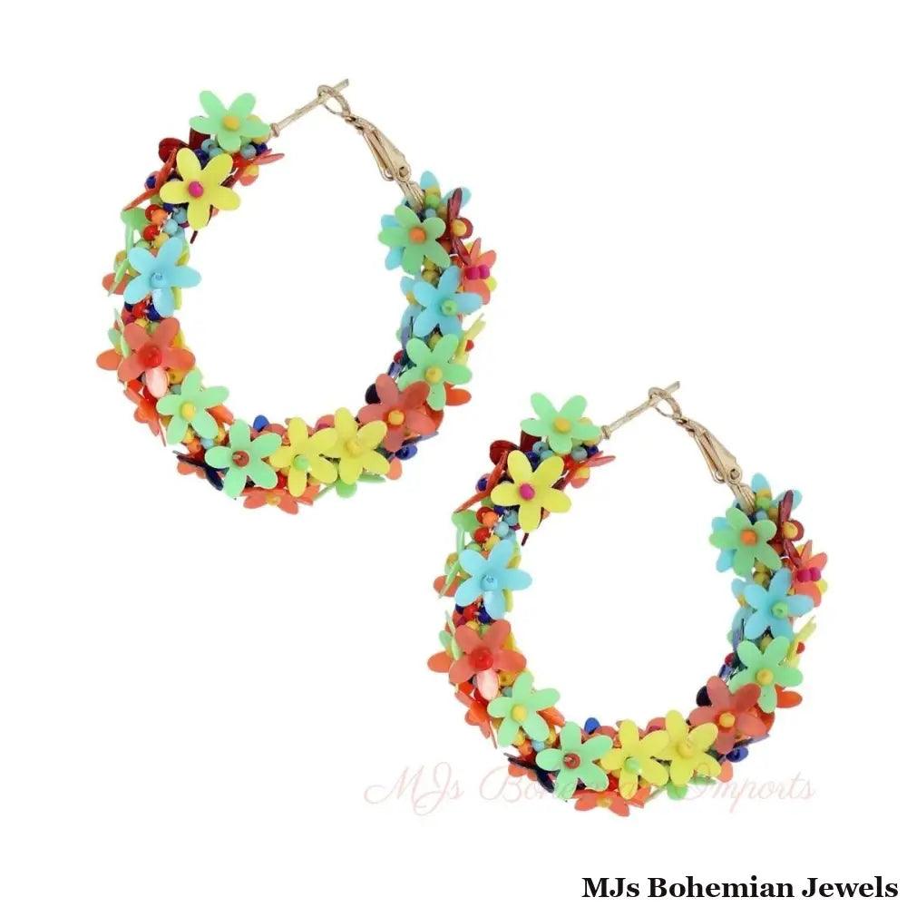 Multi Color Daisy Covered Hoops