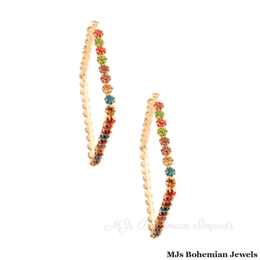 Multi Color Diamond Shape Hoops