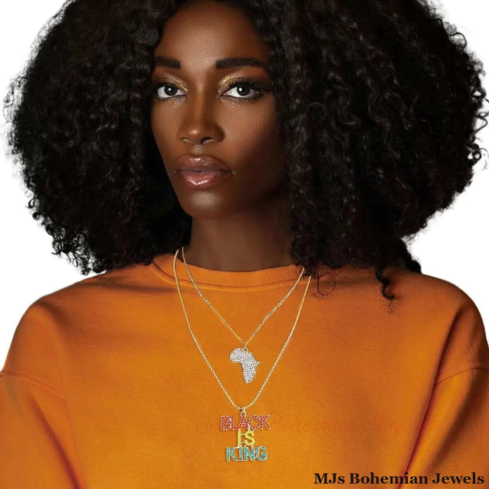Multi Color Double Chain BLACK IS KING Necklace