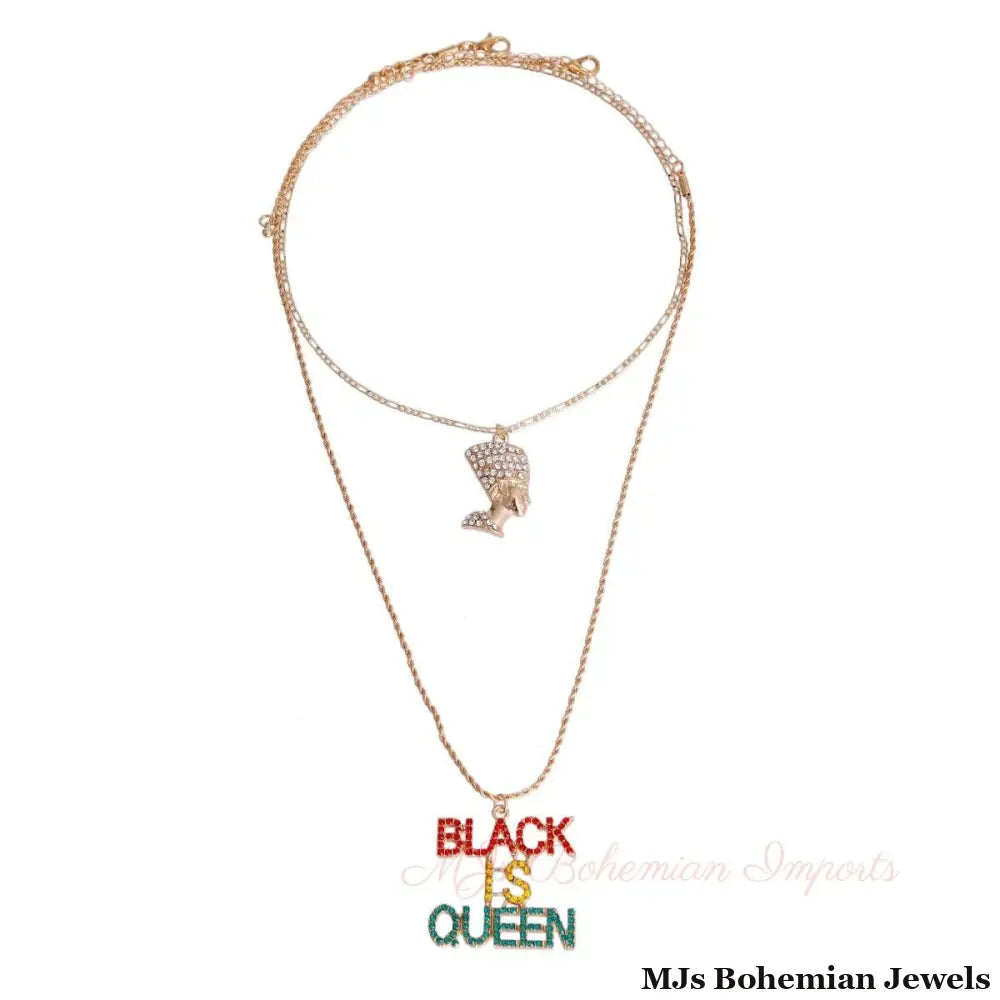 Multi Color Double Chain Black is Queen Necklace