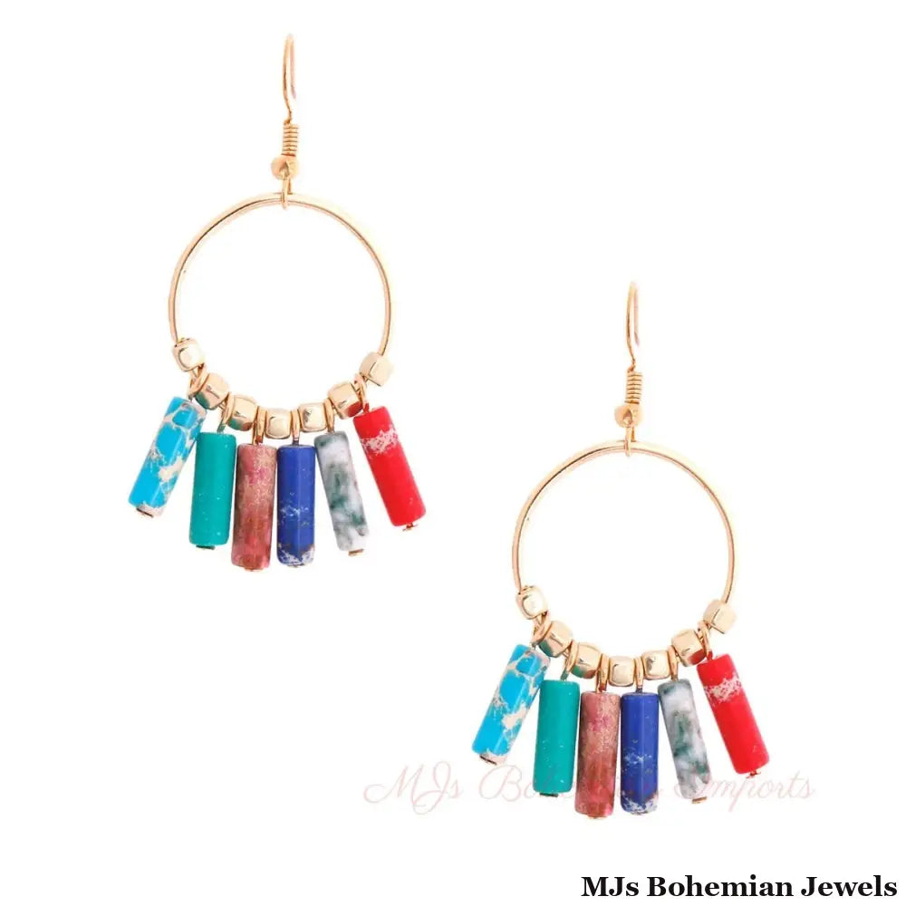 Multi Color Marble Bead Earrings