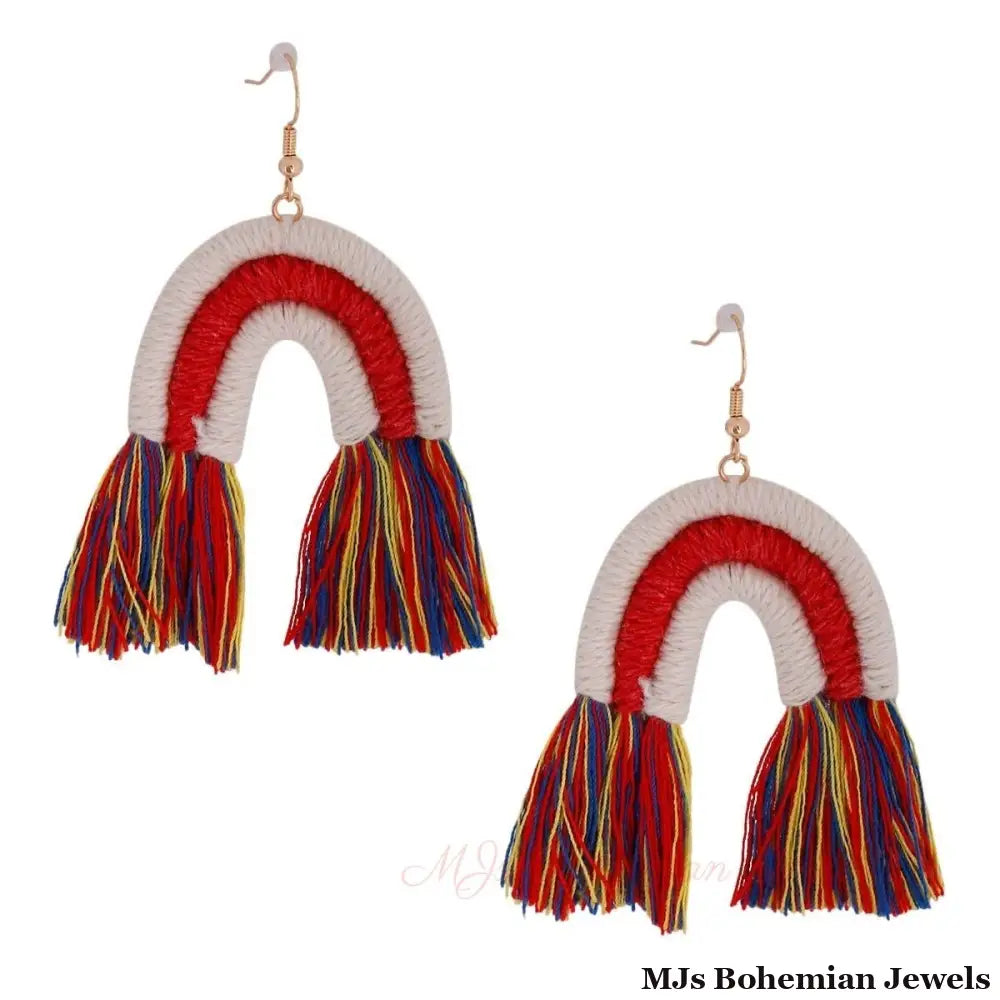 Multi Color Tassel Arc Earrings