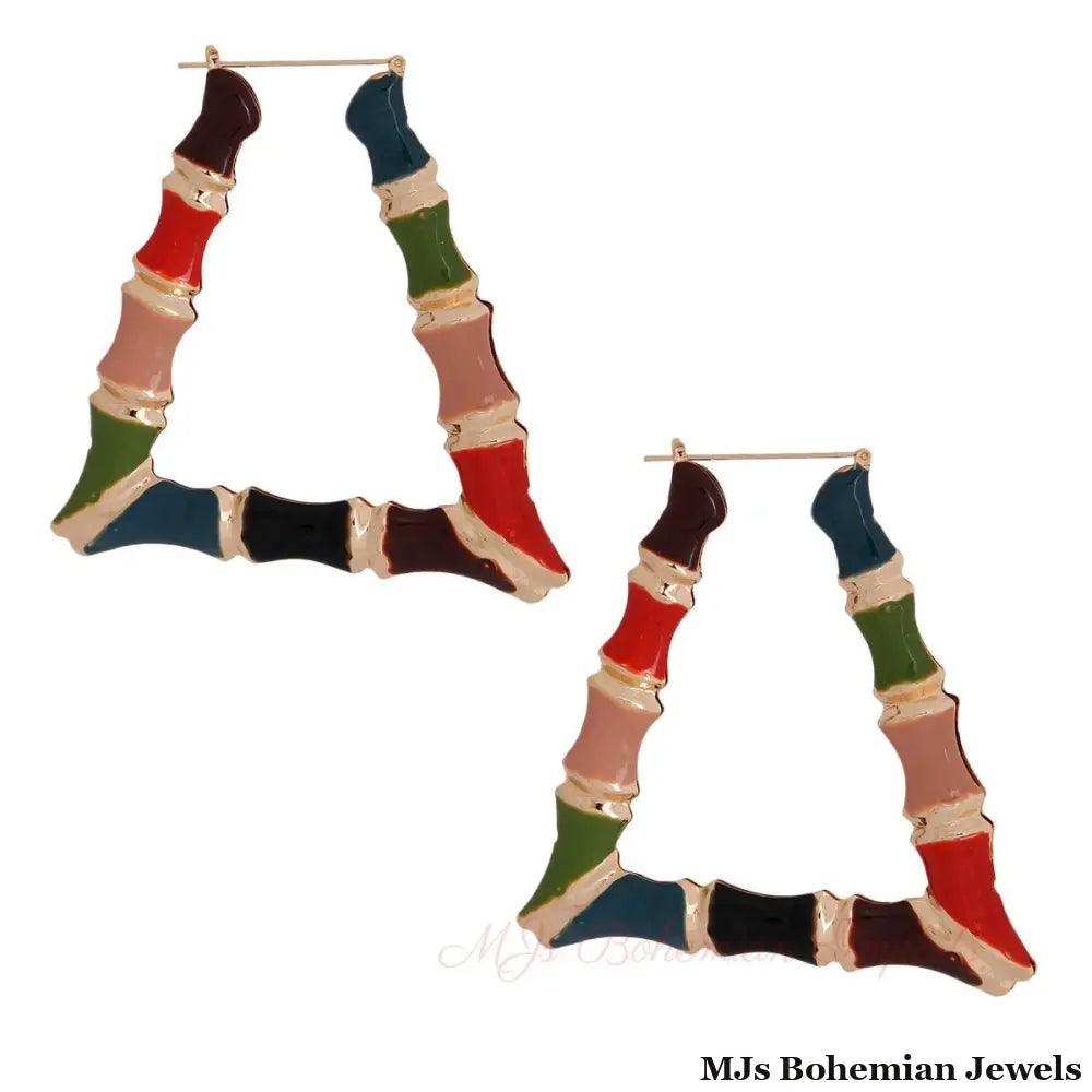 Multi Color Trapezoid Bamboo Hoops