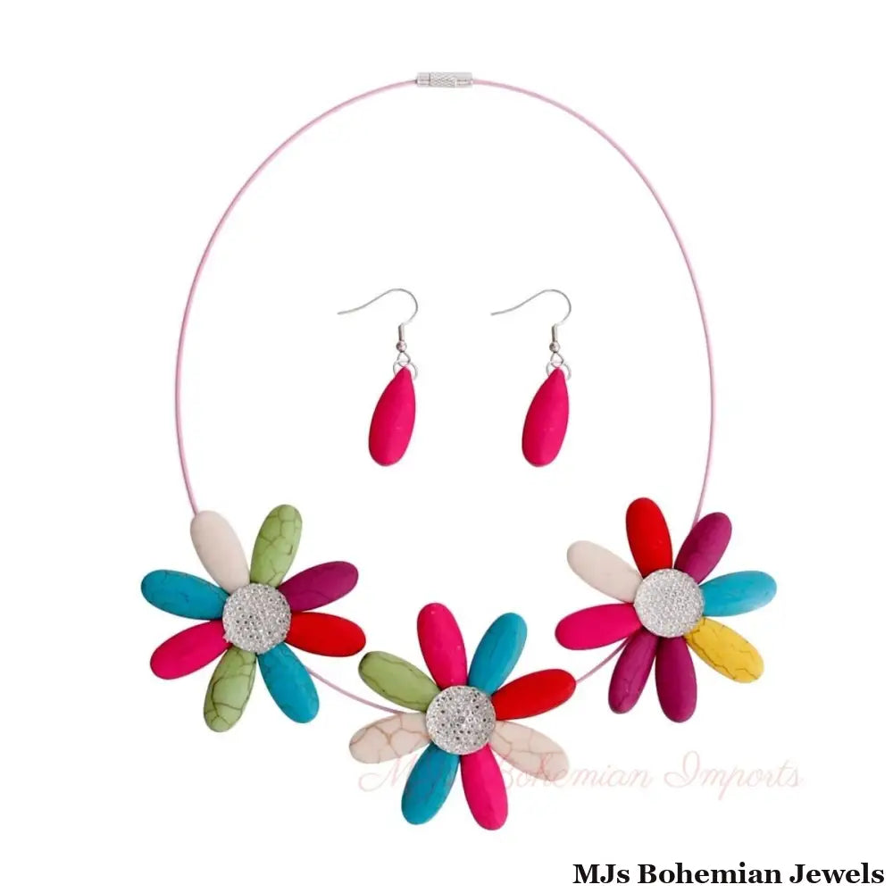 Multi Color Triple Flower Wire Collar