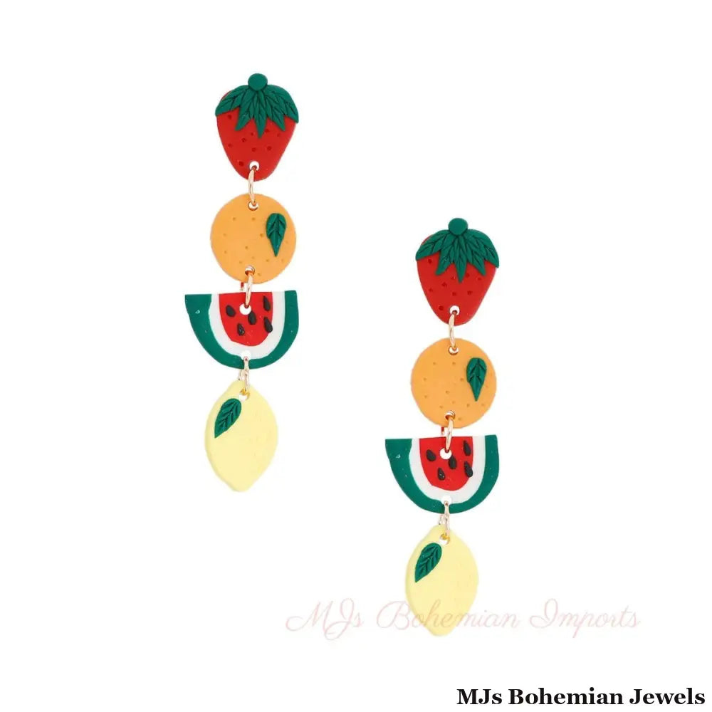 Multi Fruit Clay Dangle Earrings