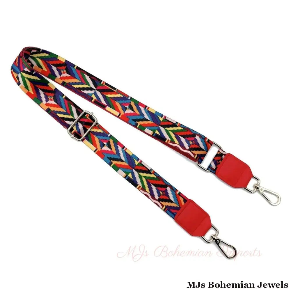 Multi Geometric Red Bag Strap