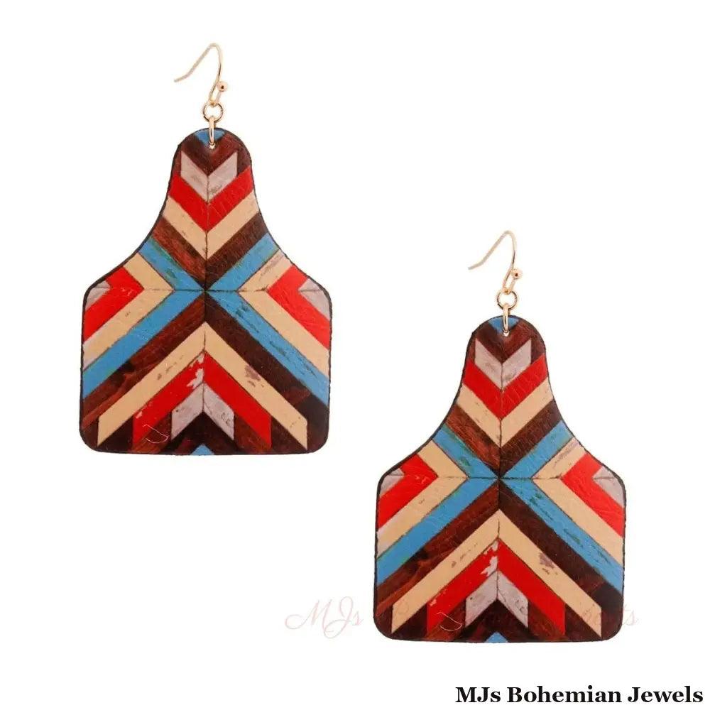 Multi Mosaic Leather Paddle Earrings