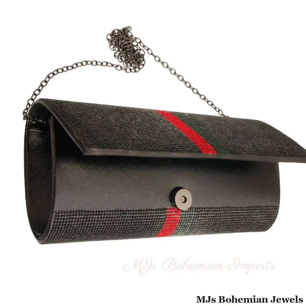 Multicolored Black Designer Style Rounded Clutch