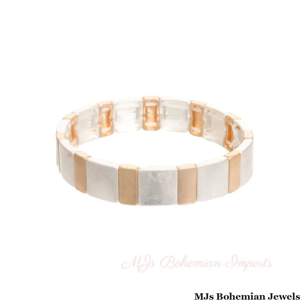 Multicolored Mixed Metal Square Bracelet