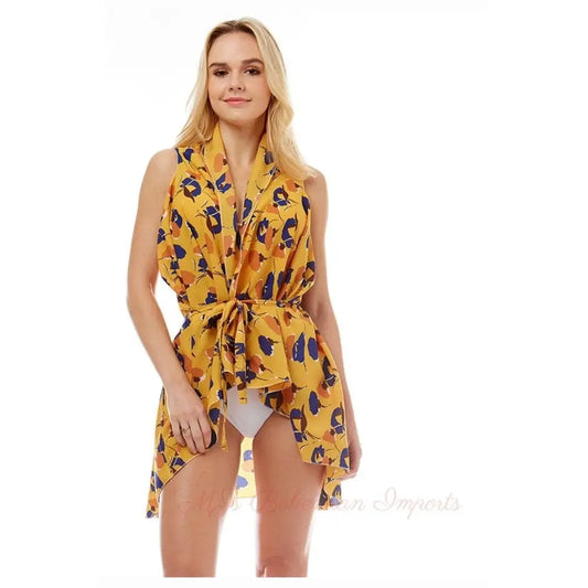 Mustard Floral Vest Cover Up