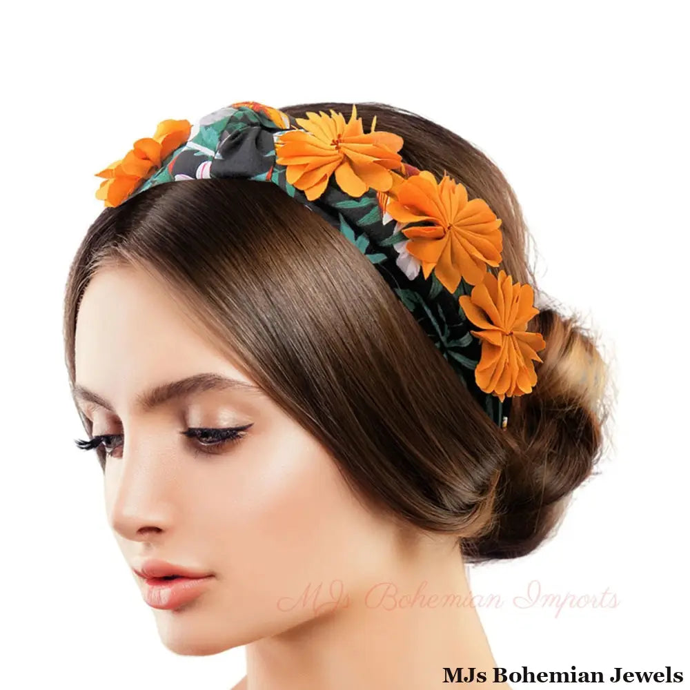 Mustard Flower Fabric Headband