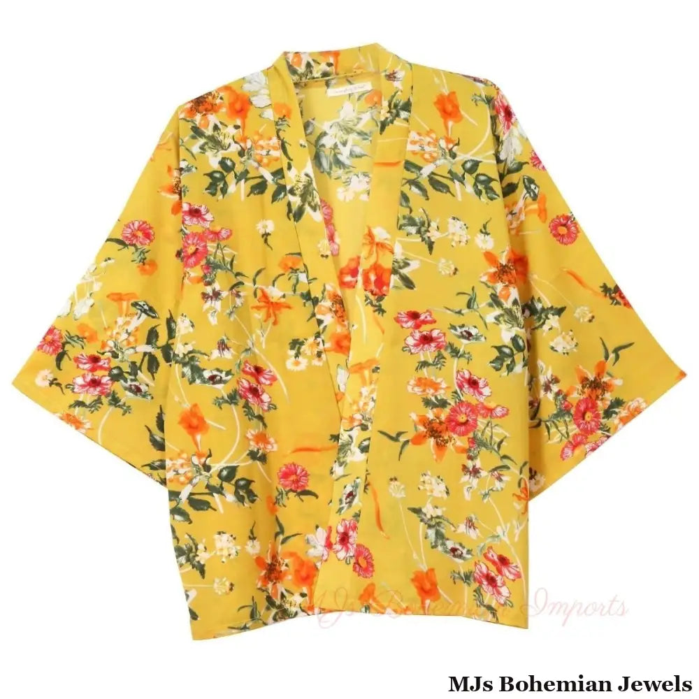 Mustard Poppy Flower Kimono