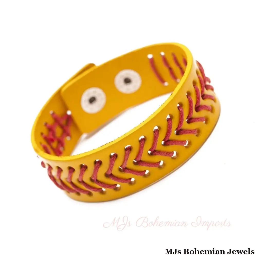 Mustard Yellow Softball Snap Bracelet