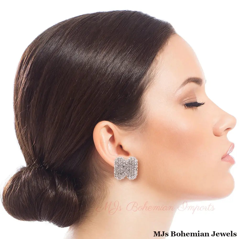 N Rhinestone Silver Studs