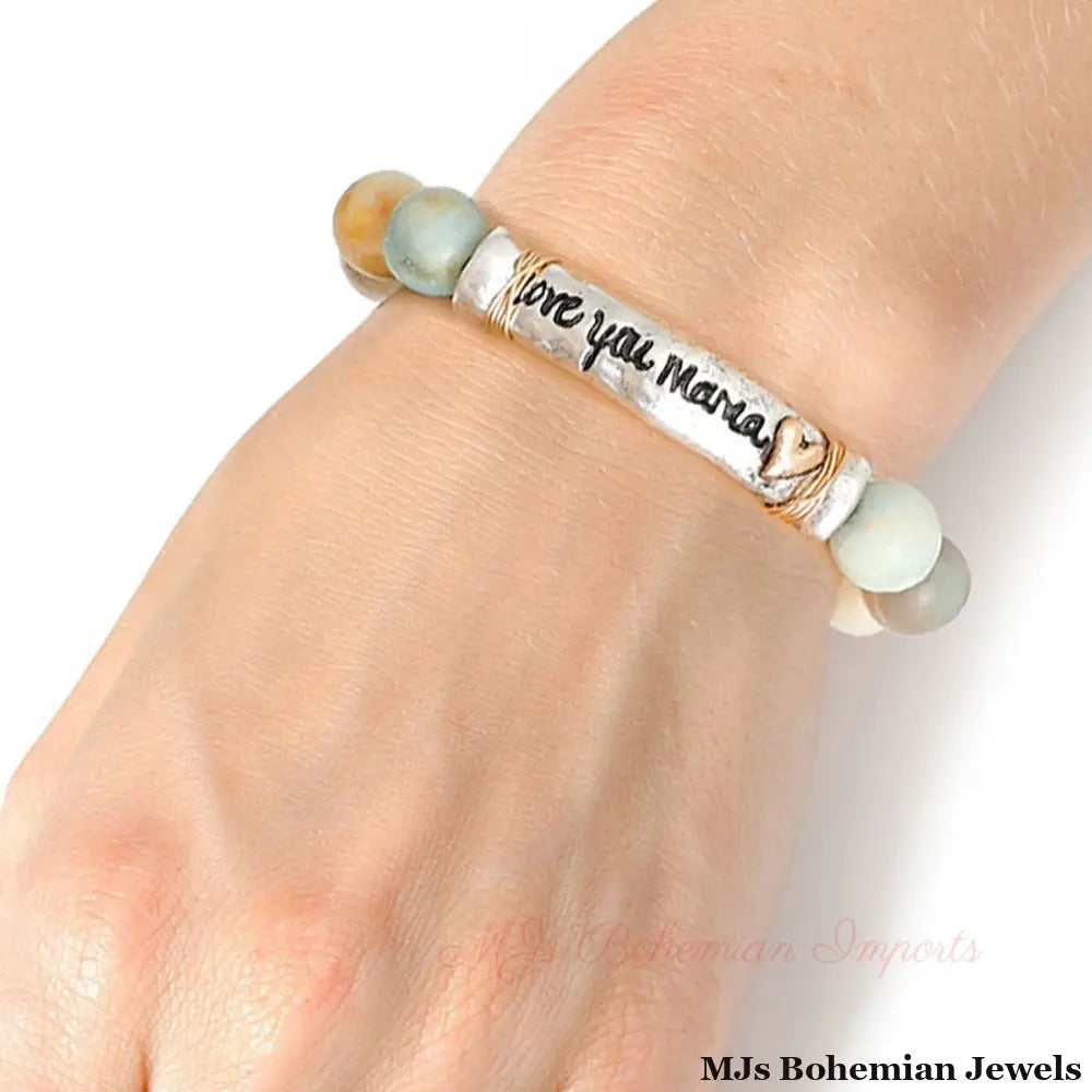 Natural Stone Bead Love you Mama Bracelet