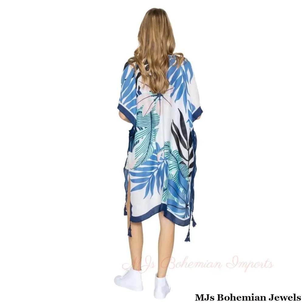 Navy Palm Tree Tropical Kimono