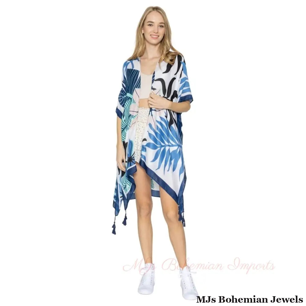 Navy Palm Tree Tropical Kimono