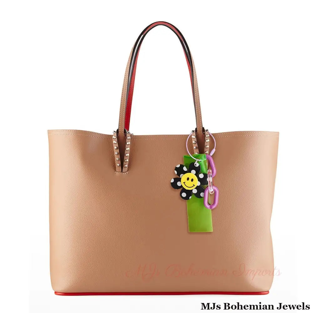 Neon Green Black Smiley Keychain Bag Charm