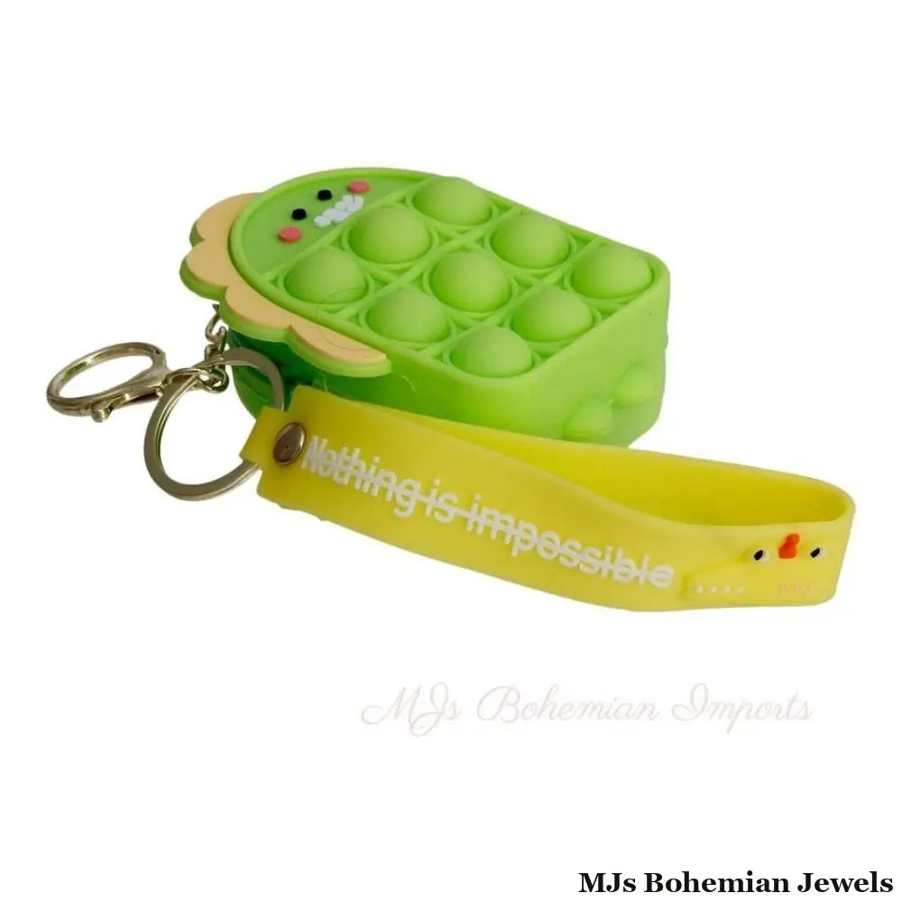 Neon Green Dino Bubble Pop Keychain
