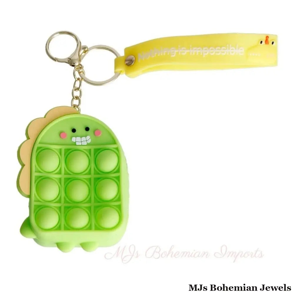 Neon Green Dino Bubble Pop Keychain