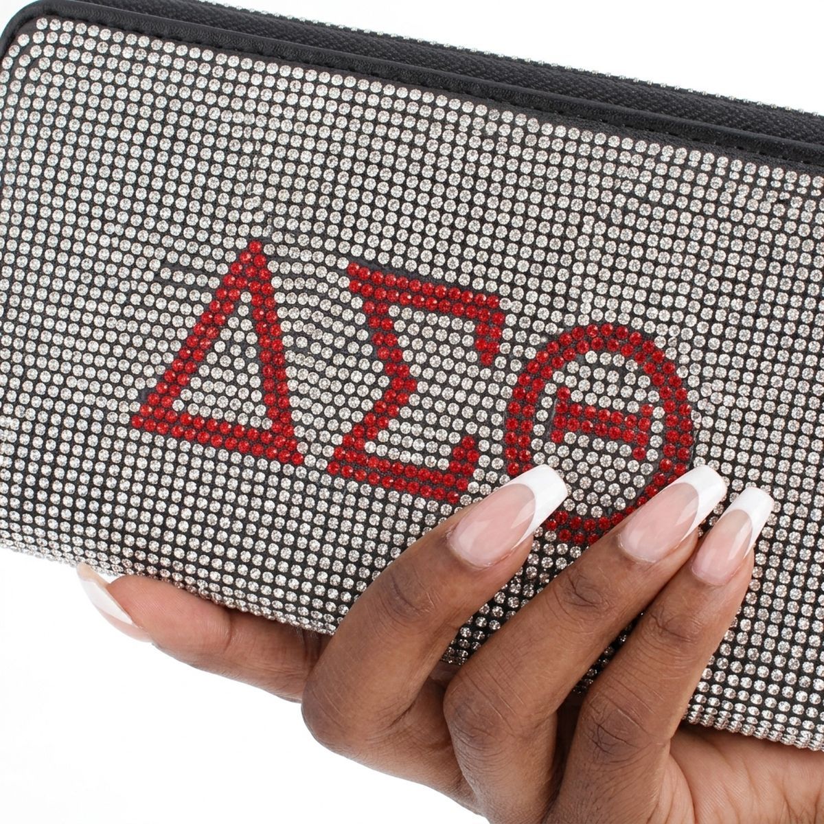 DST Greek Rhinestone Encrusted Zipper Wallet