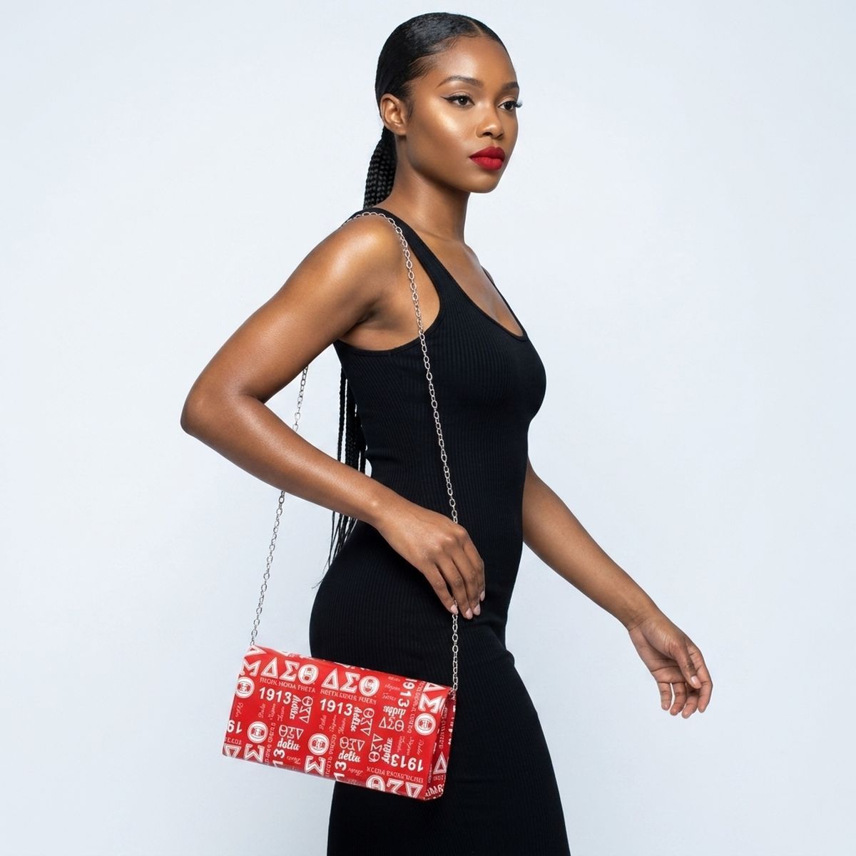 DST Sorority Pride Graphic Print Fold Over Clutch