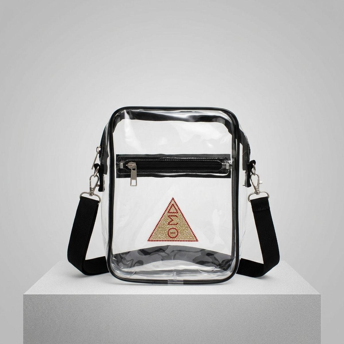DST Black and Clear Greek Stadium Crossbody Bag