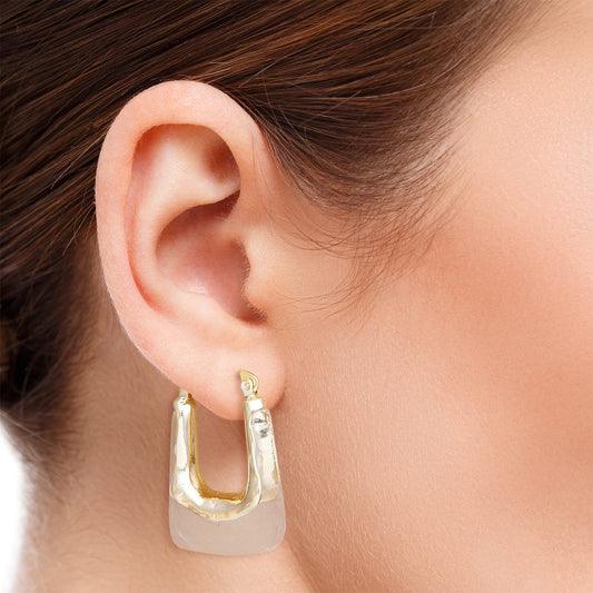 Hoops Clear U Shaped Gold Earrings for Women