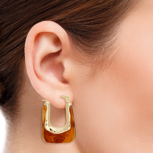 Hoops Tortoiseshell U Shaped Earrings for Women