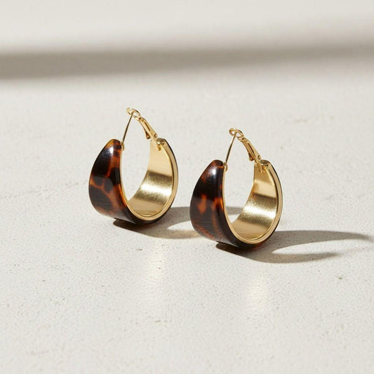 Hoop Tortoiseshell Resin Coated Classic Earrings