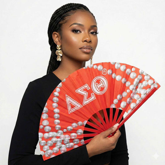 DST Sorority Large Floral Pearl Print Fabric Fan