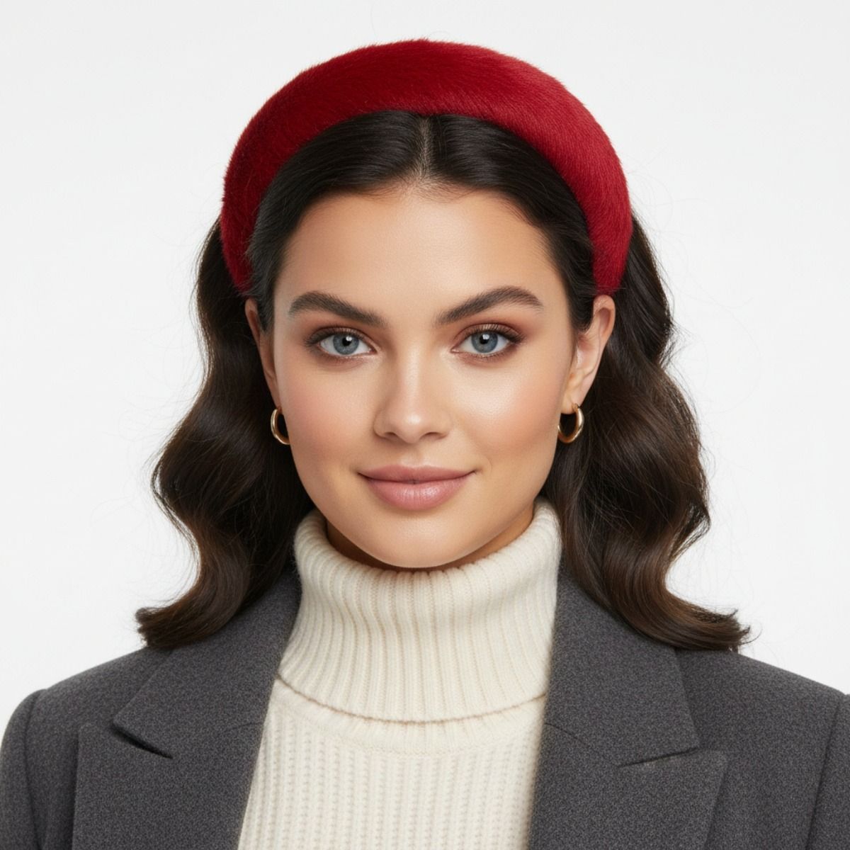 Burgundy Fur Headband
