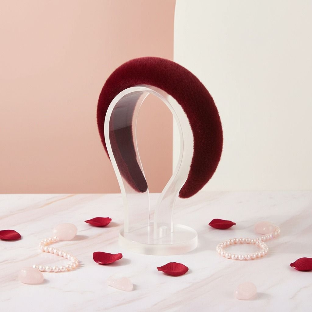 Burgundy Fur Headband
