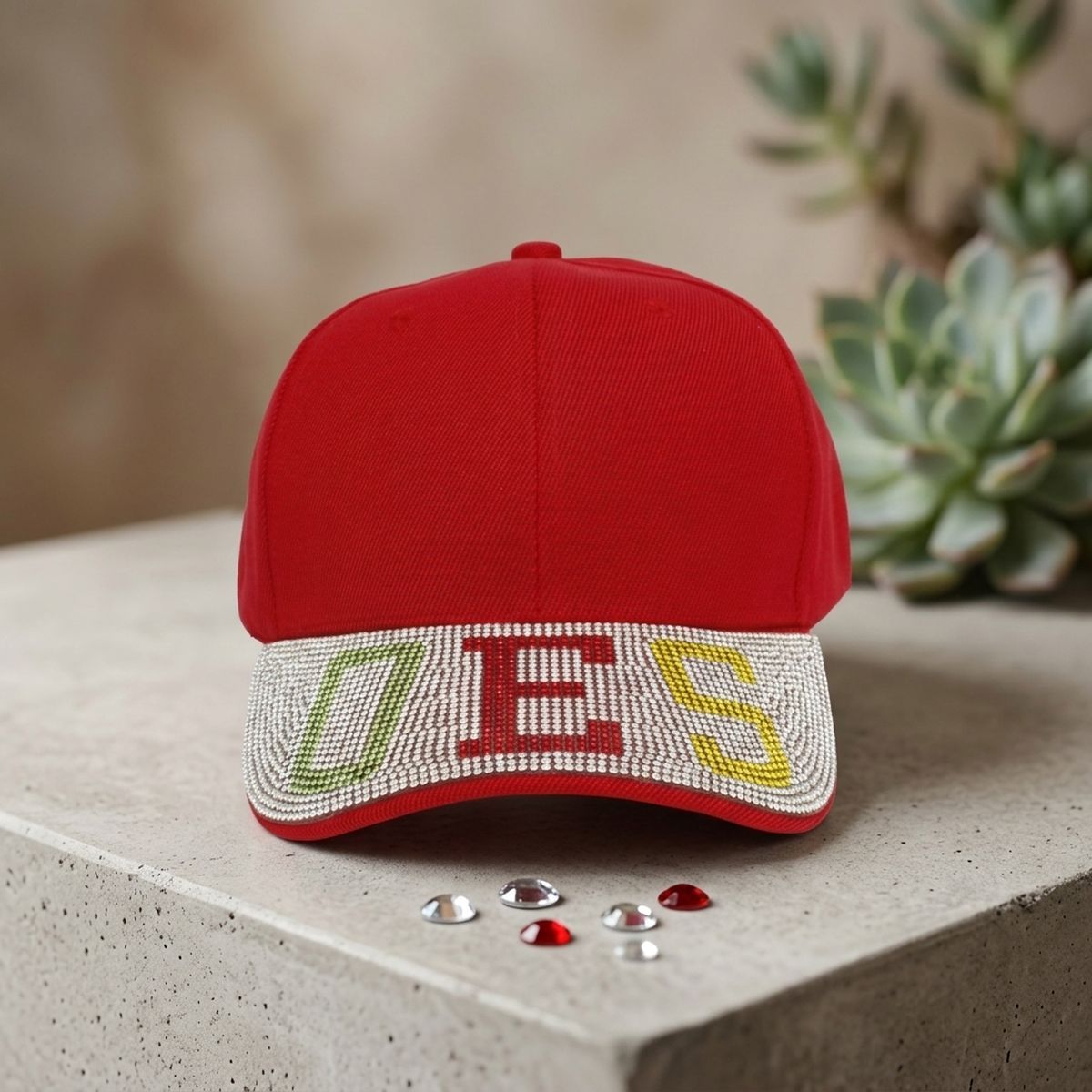 OES Red Canvas Greek Brim Baseball Cap