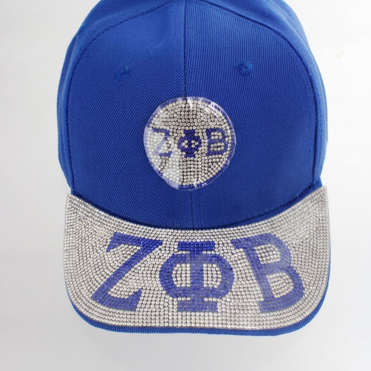 ZPB Blue Greek Rhinestone Brim Baseball Cap