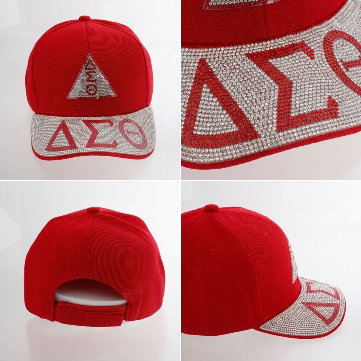 DST Red Delta Rhinestone Brim Baseball Cap