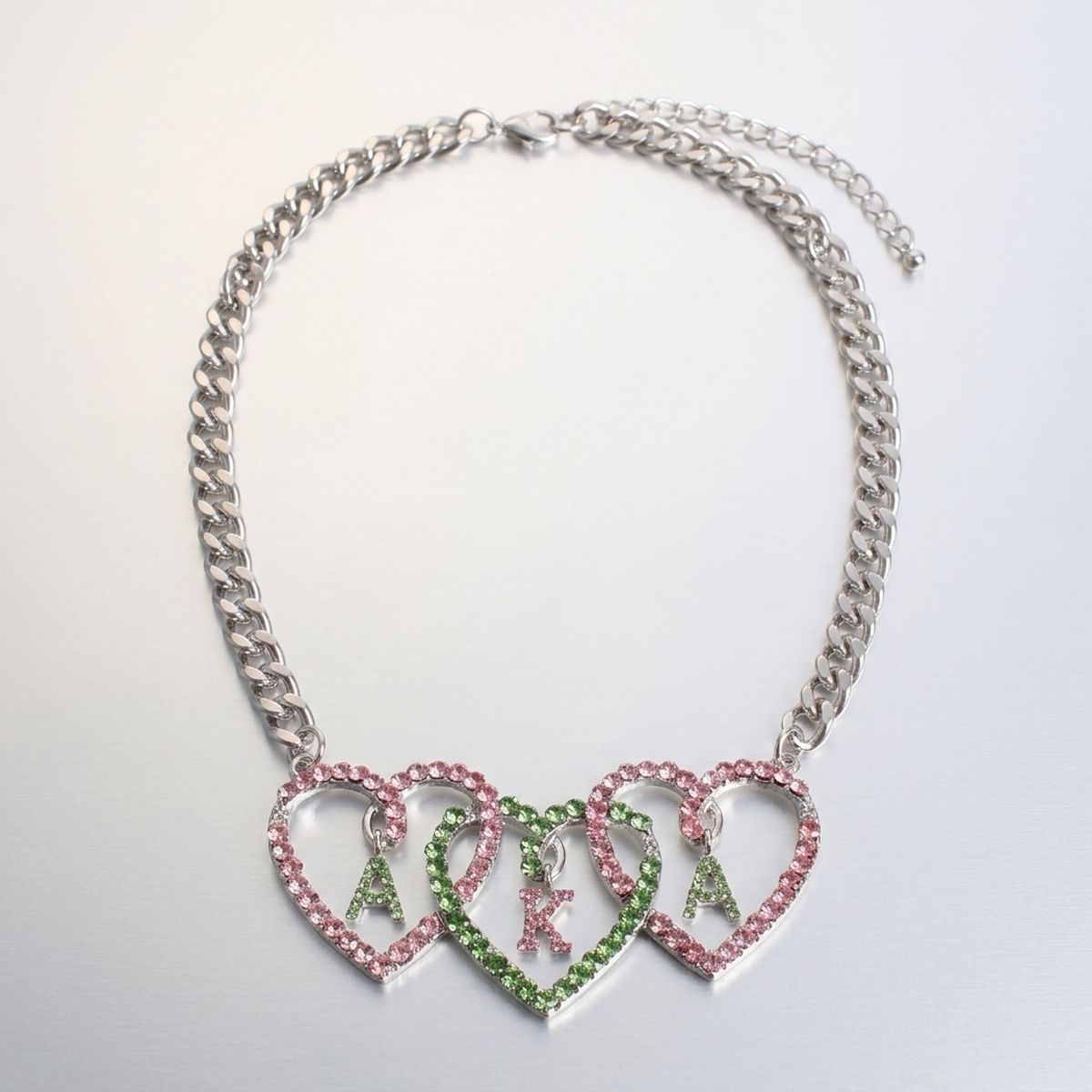 AKA Pink and Green Triple Heart Pendant Necklace