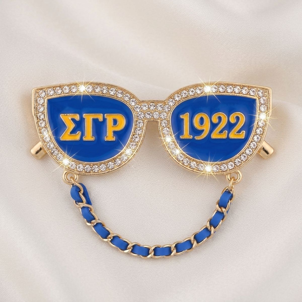 SGRHO Blue 1922 Sunglasses Rhinestone Brooch Pin