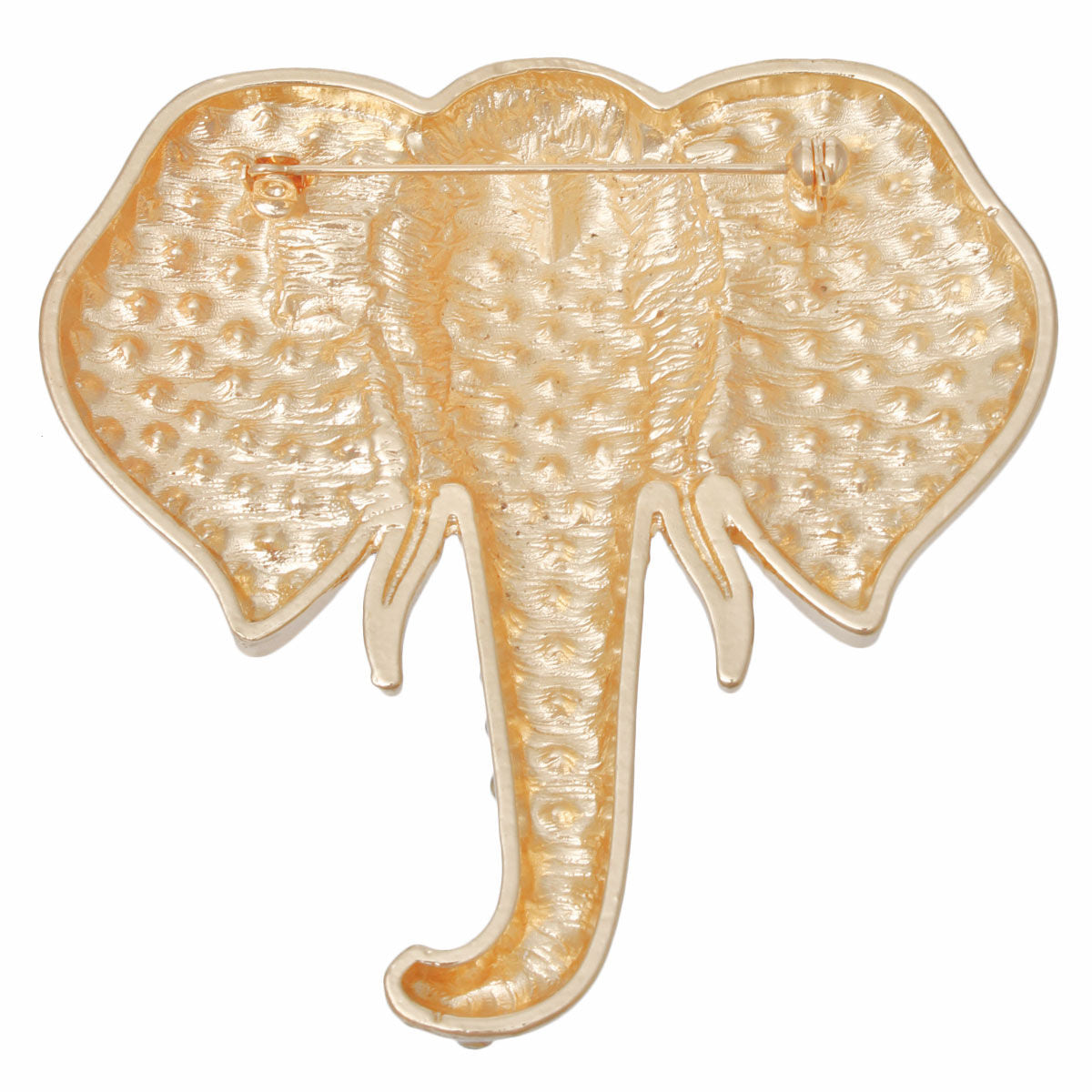 Brooch Gold Elephant Head Rhinestone Pin Women
