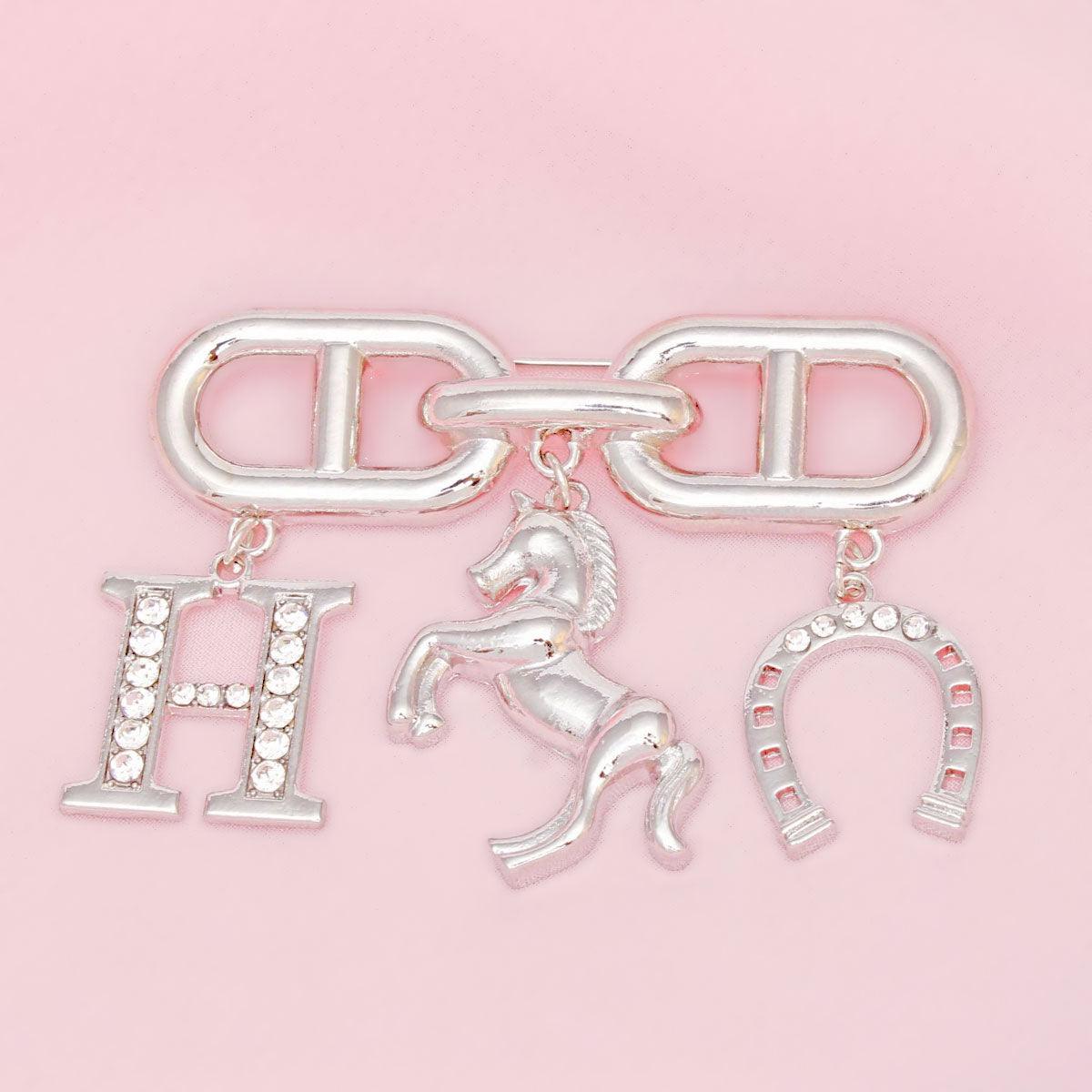 Brooch Silver Iconic H Equestrian Parisian Pin