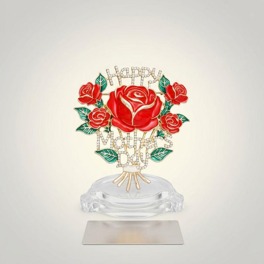 Brooch Gold Mother's Day Red Rose Bouquet Pin