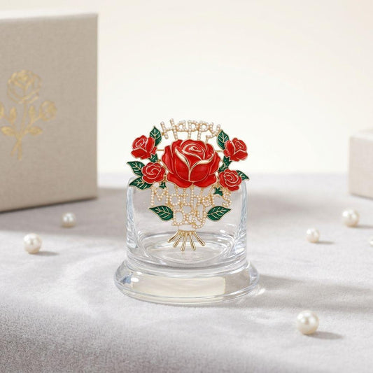 Brooch Pearl Mother's Day Red Rose Bouquet Pin