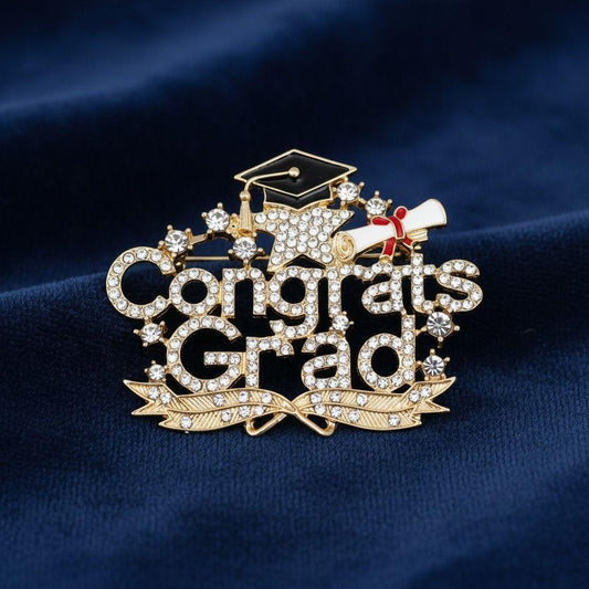 Brooch Gold Congrats Grad Cap and Diploma Pin