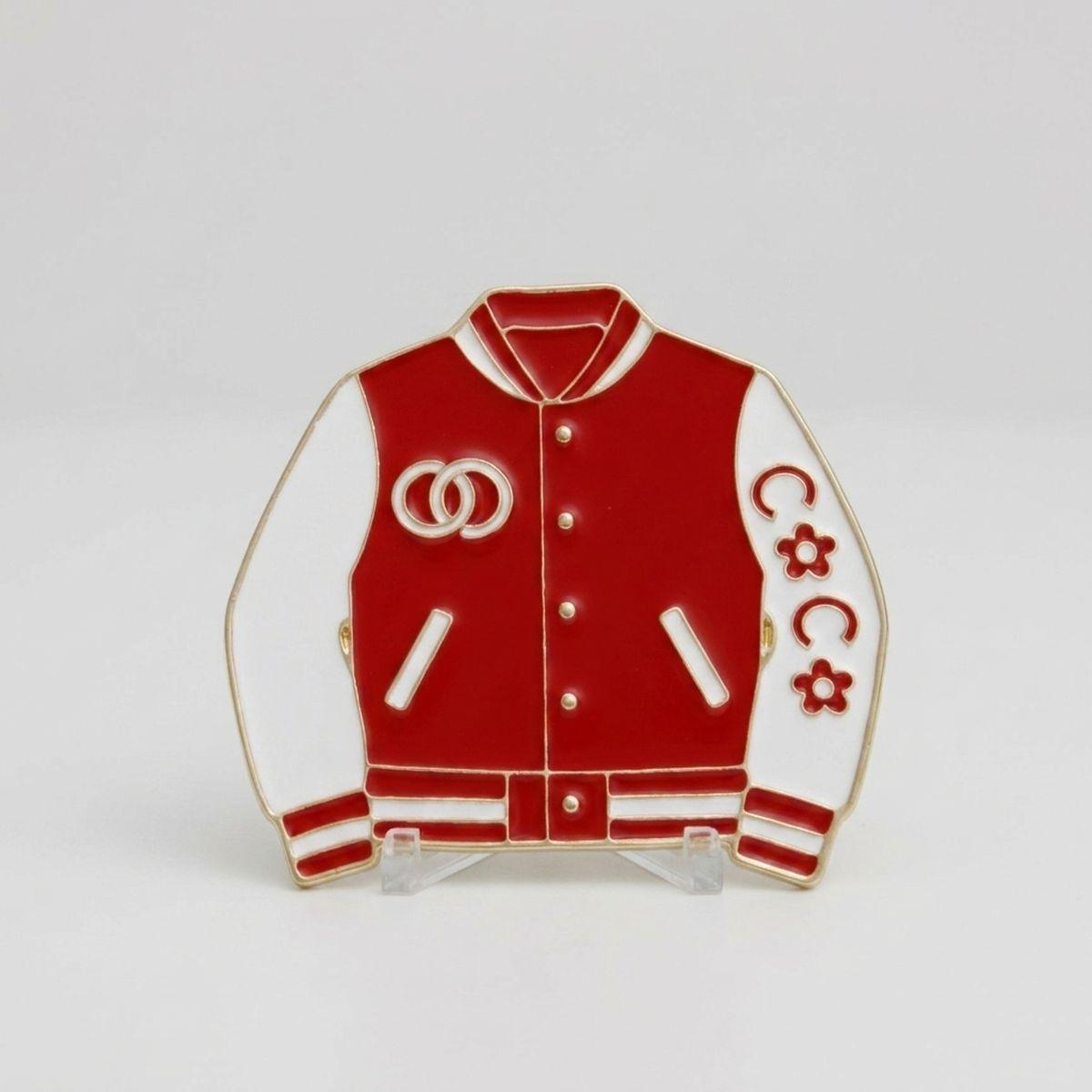 Brooch Red and White Varsity Jacket Flower Pin