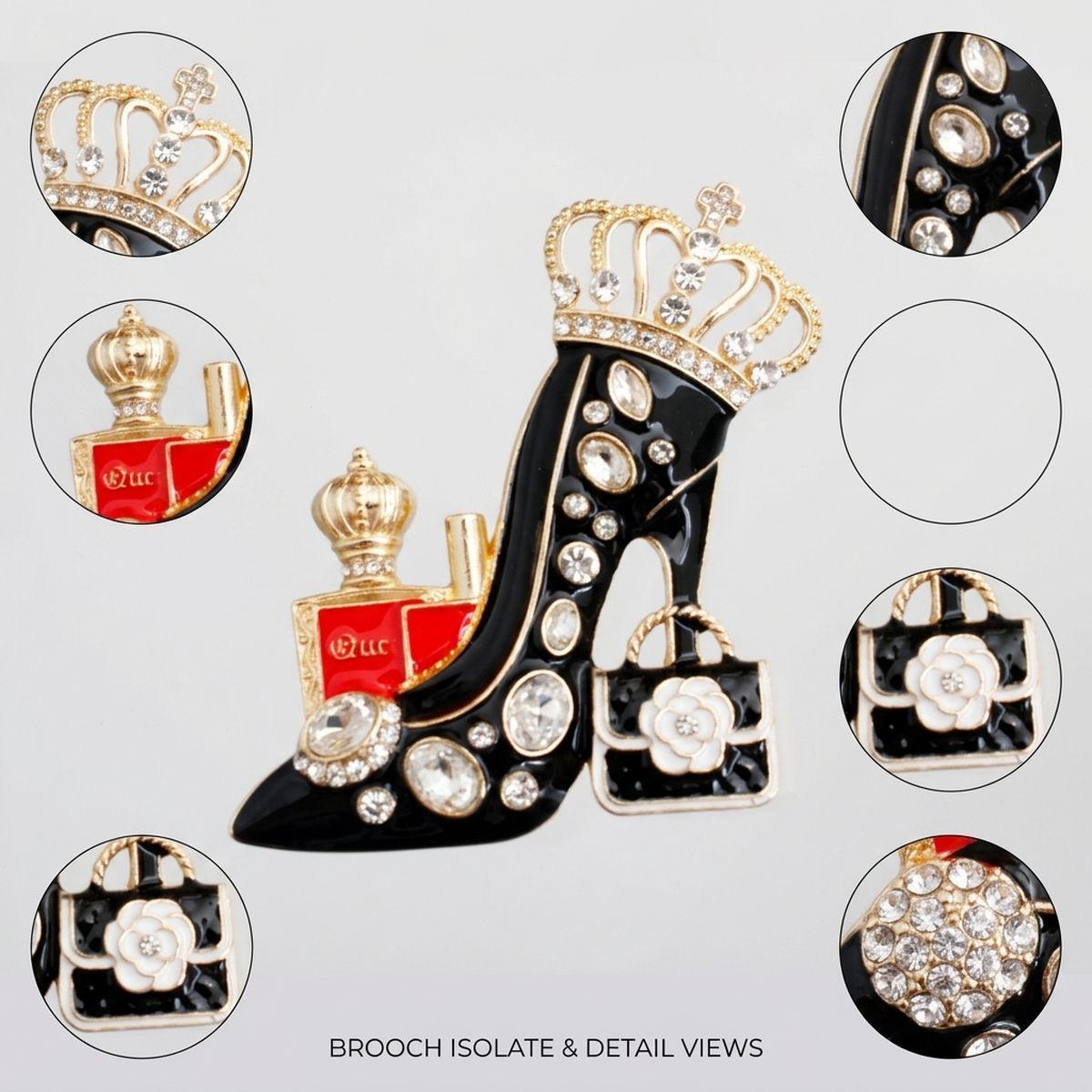 Black and Gold High Heel Queen Brooch Pin