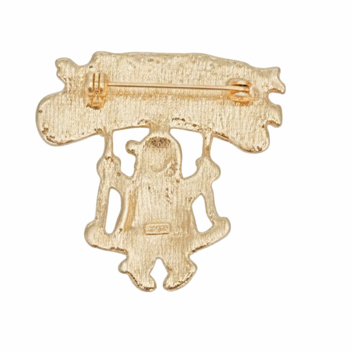 Brooch Merry Christmas Santa Swing Gold Pin