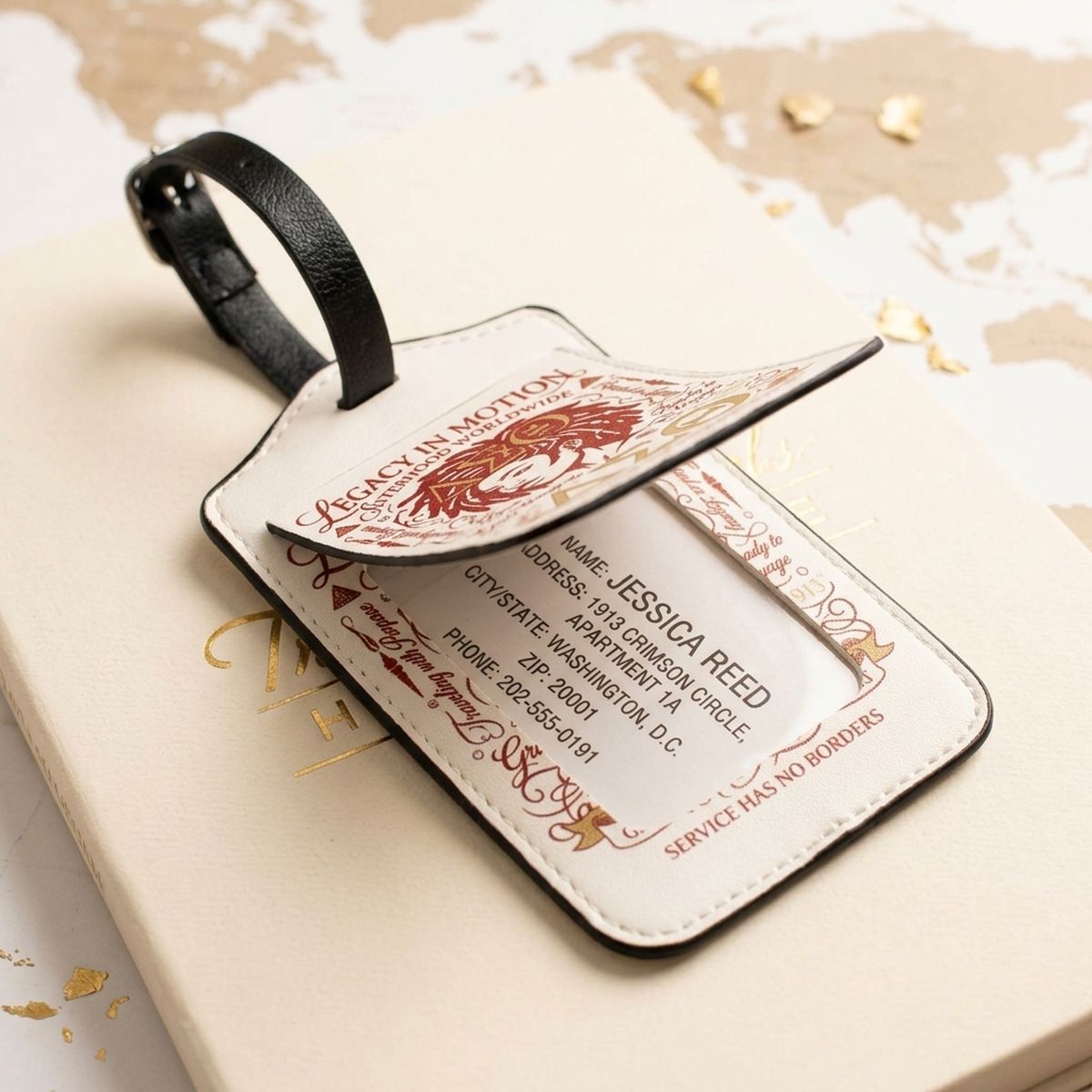 DST Cream Faux Leather 2 Pcs Luggage Tag Set