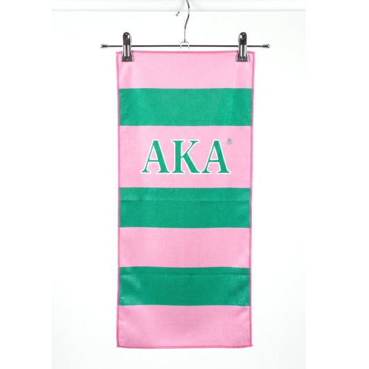 AKA Pink and Green Microfiber Stripe Hand Towel